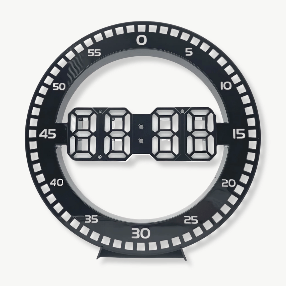 3D LED Wall Clock – White LED Red