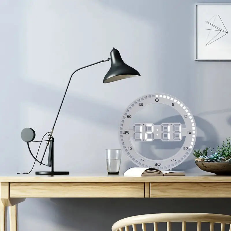3D LED Wall Clock – White LED Green