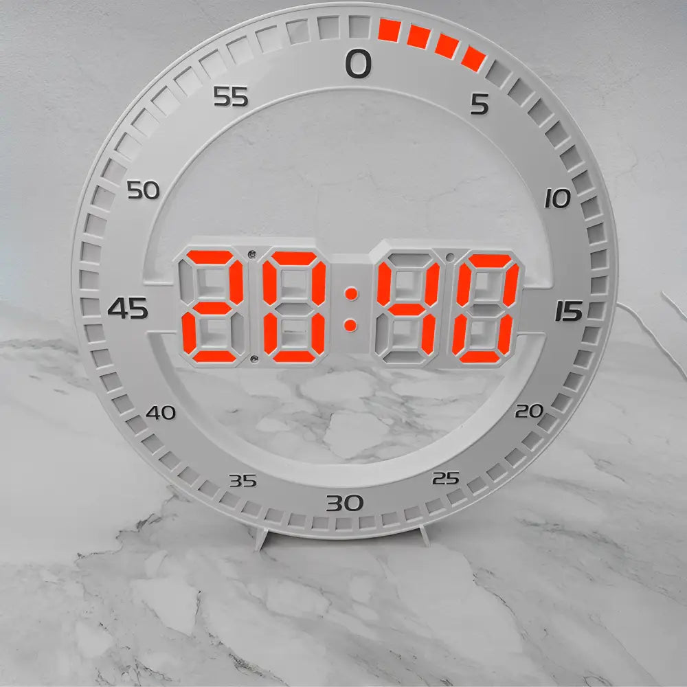 3D LED Wall Clock – White LED White