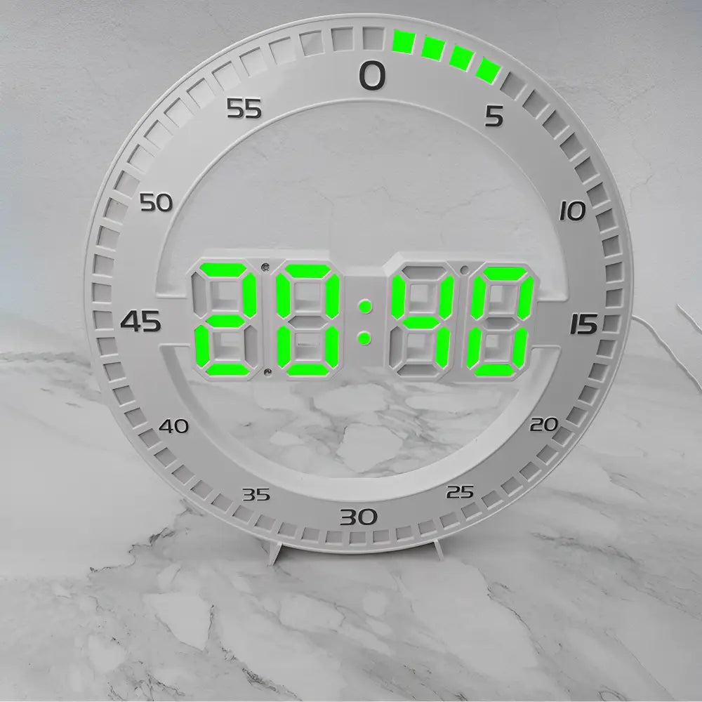 3D LED Wall Clock – Black LED Green