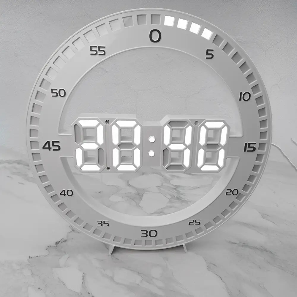 3D LED Wall Clock – Black LED White