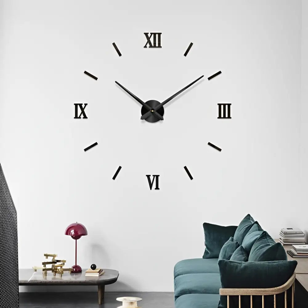 3D Sticker Wall Clock – Gold, 40cm