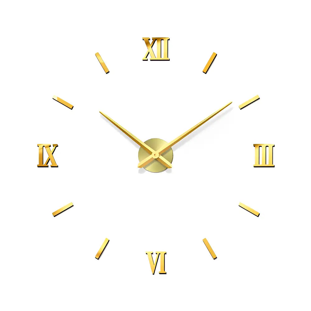 3D Sticker Wall Clock – Black, 40cm
