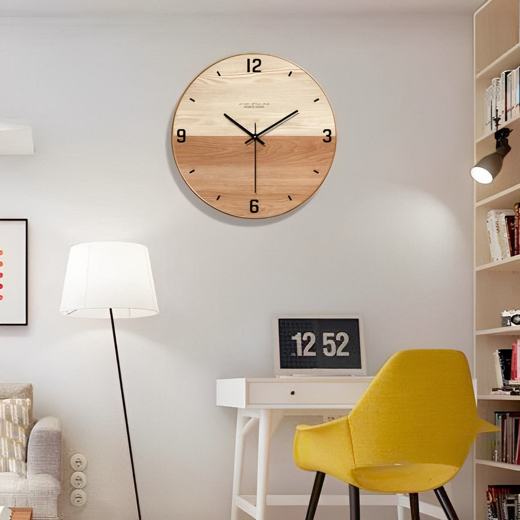 Dual-Tone wooden wall clock – Style 1, 35 cm