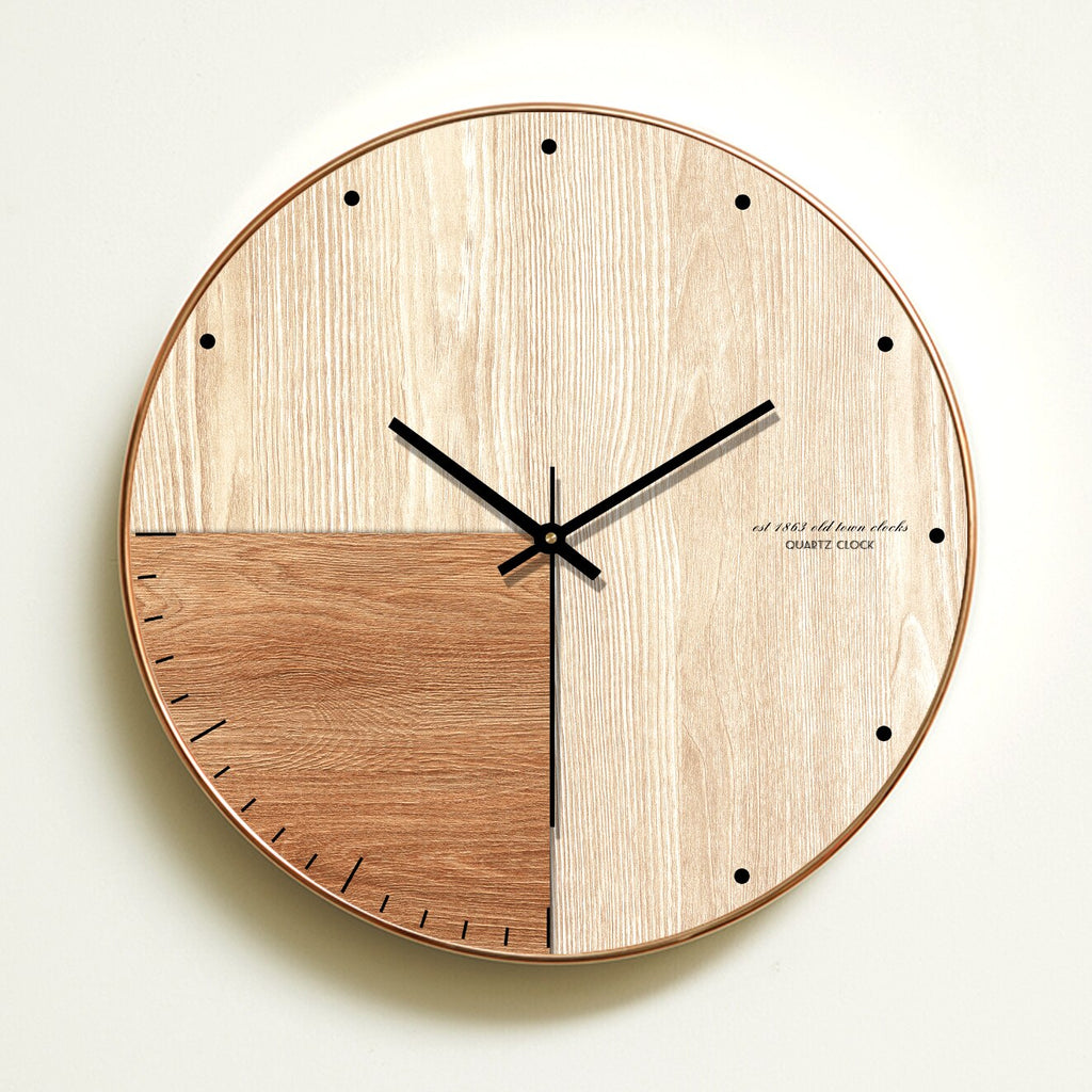 Dual-Tone wooden wall clock – Style 3, 35 cm