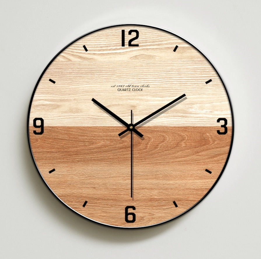 Dual-Tone wooden wall clock – Style 1, 30 cm