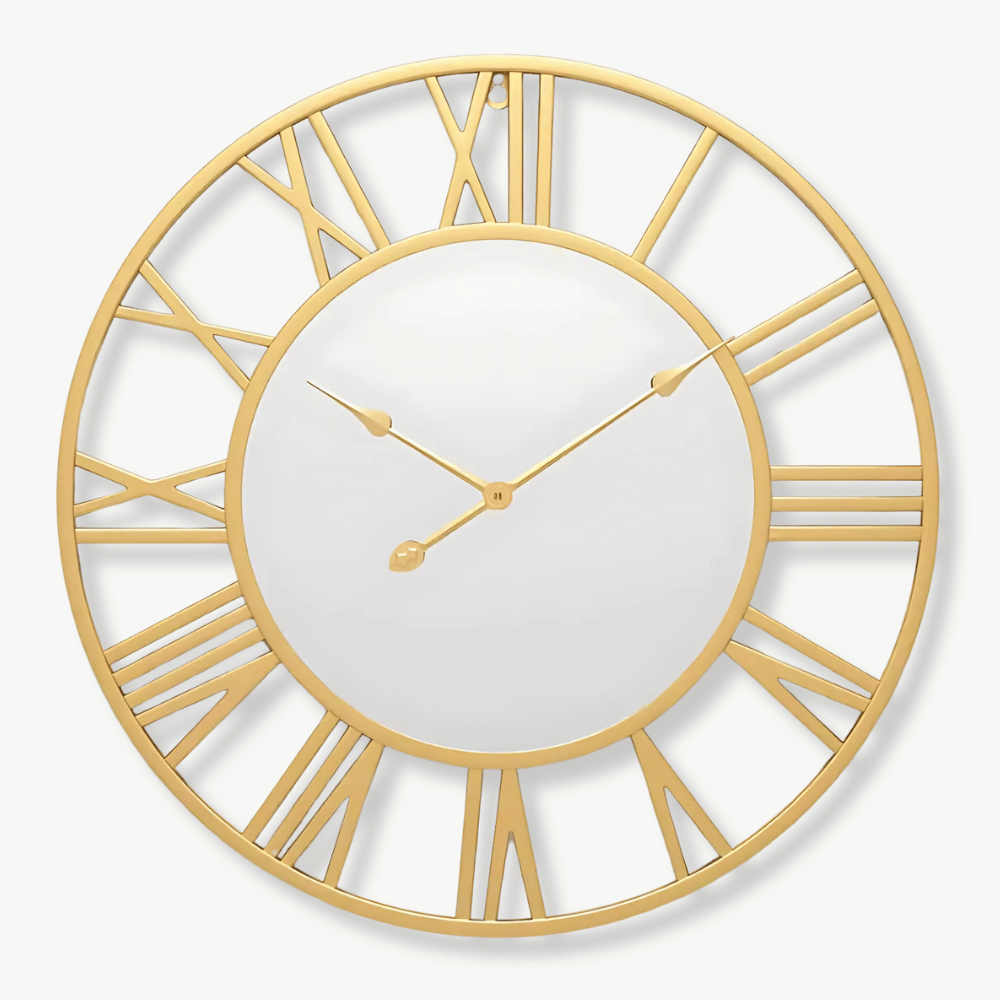 Roman Numeral and Mirror Wall Clock – Black 40 cm