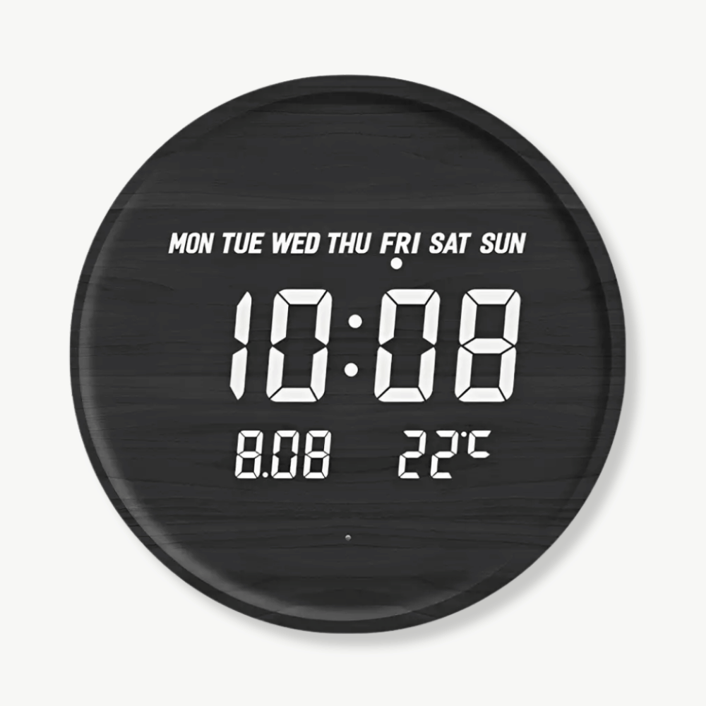LED Design Wall Clock – Wood Black