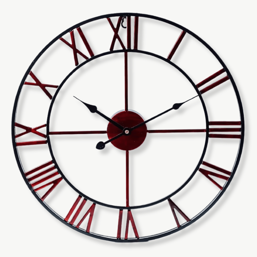 Red Copper Industrial Wall Clock – 40 cm