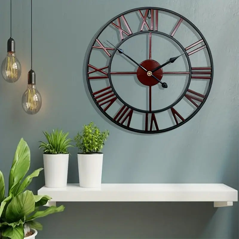 Red Copper Industrial Wall Clock – 50 cm