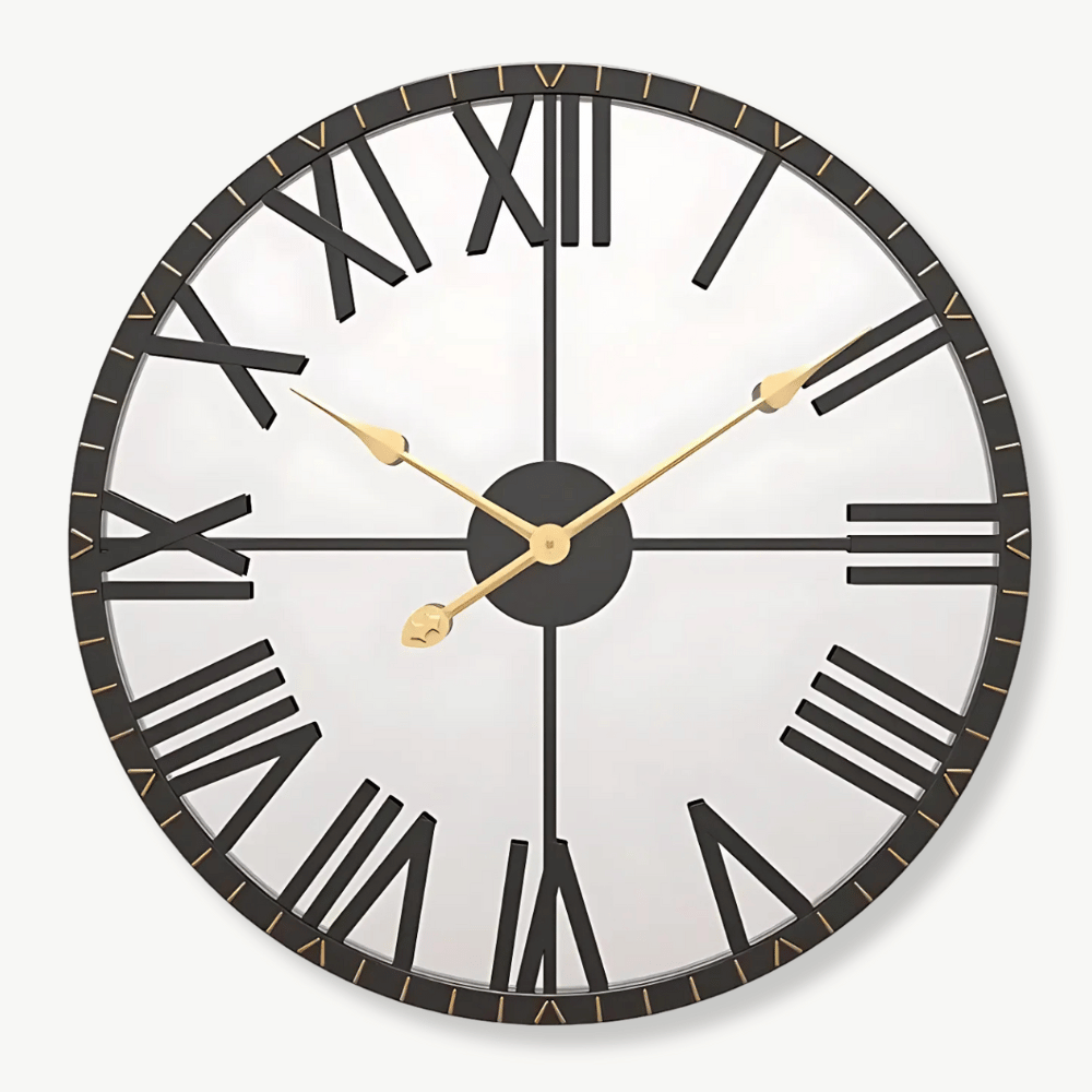 Black and Gold Mirror Wall Clock – Standard