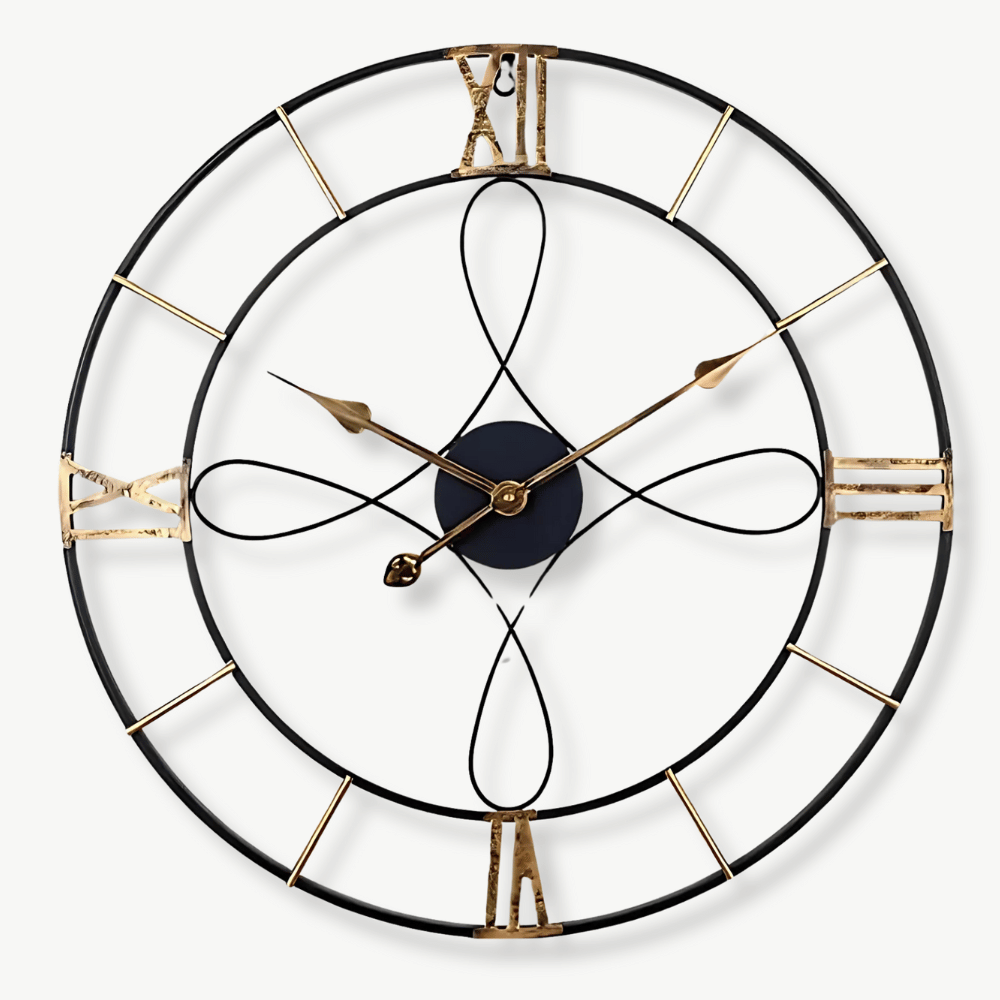 Black and Gold Wrought Iron Wall Clock – Standard