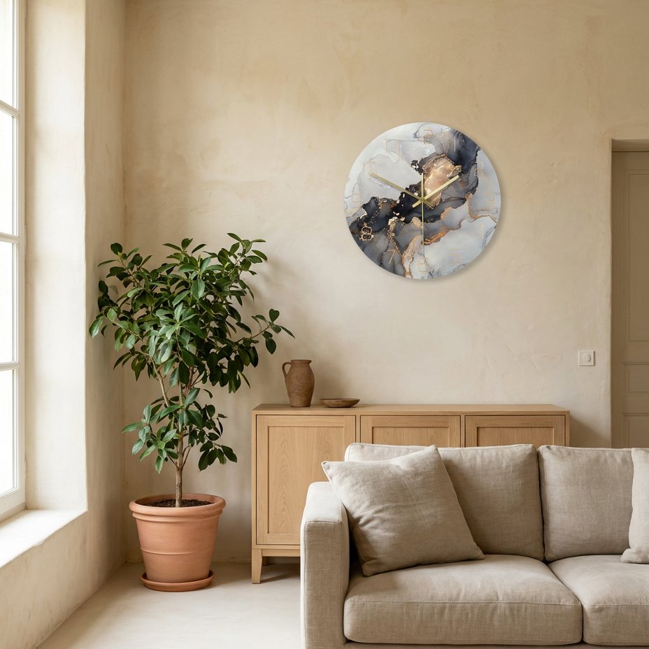 Abstract Marble Wall Clock – product view 2