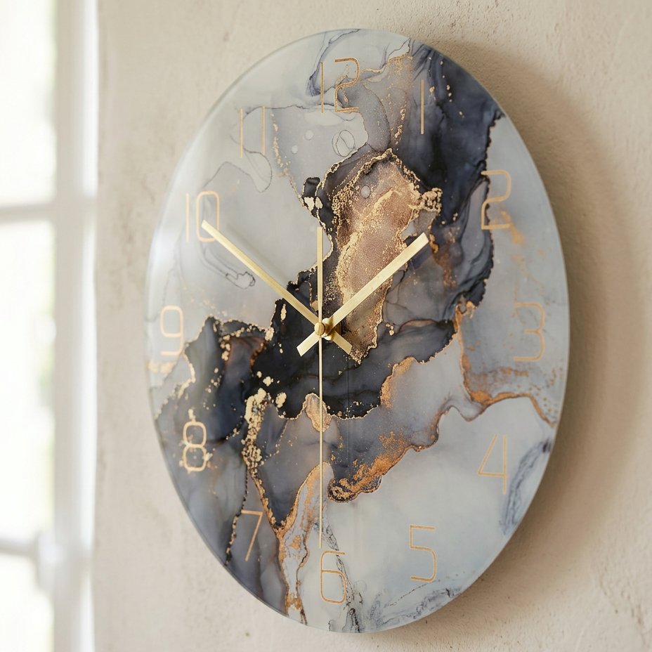 Abstract Marble Wall Clock – product view 3
