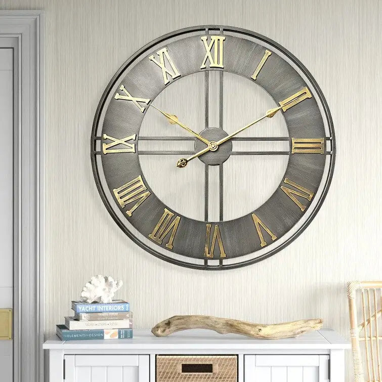 Aged Metal Loft Deco Wall Clock – view 3