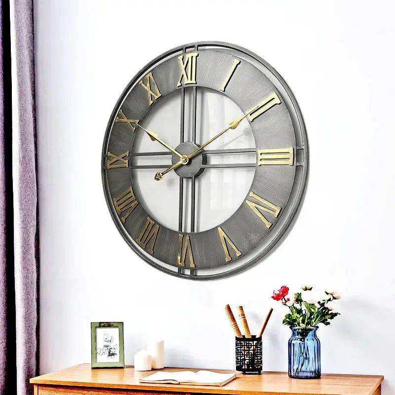 Aged Metal Loft Deco Wall Clock – view 4