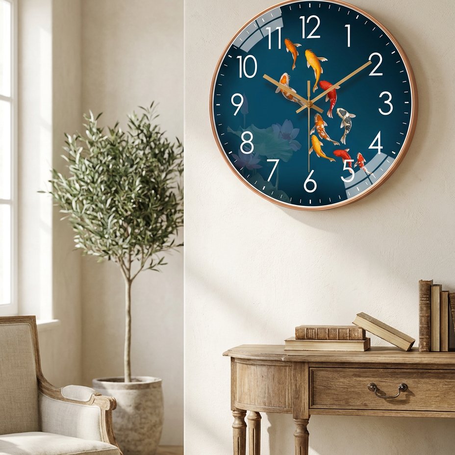 Artistic Koi Carp Wall Clock – product image
