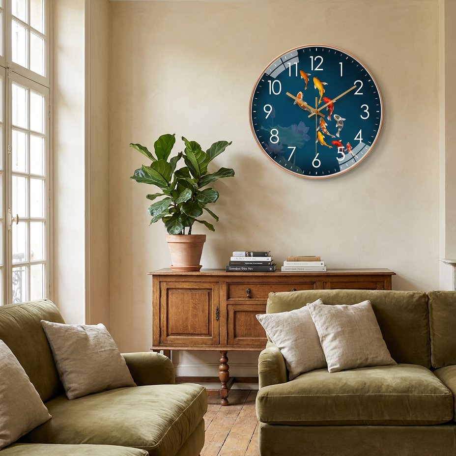Artistic Koi Carp Wall Clock – product view 2