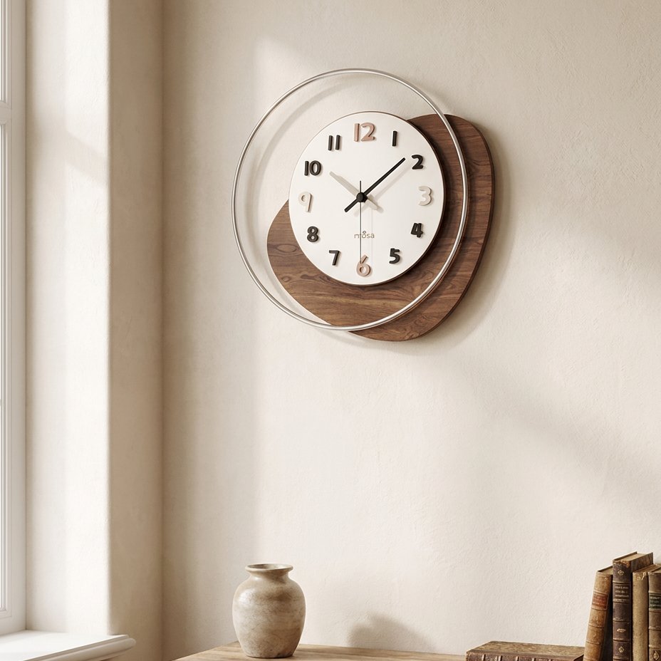 Asymmetrical Wooden Wall Clock – product image