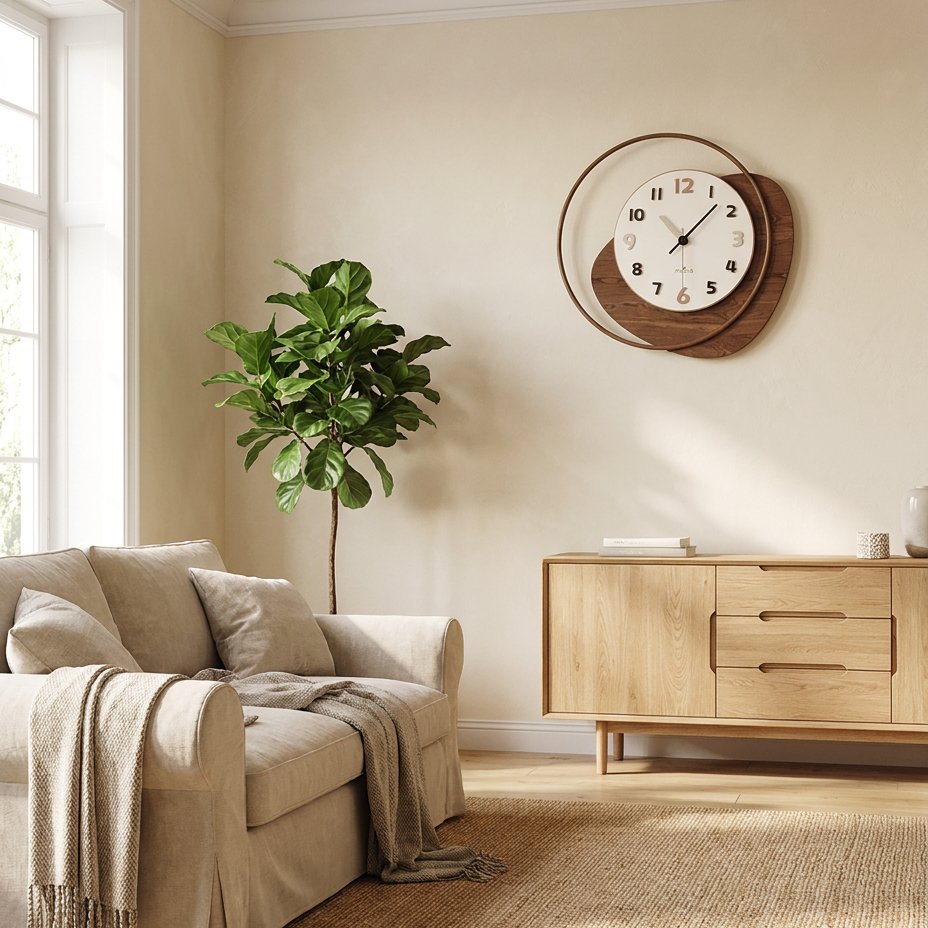 Asymmetrical Wooden Wall Clock – product view 2