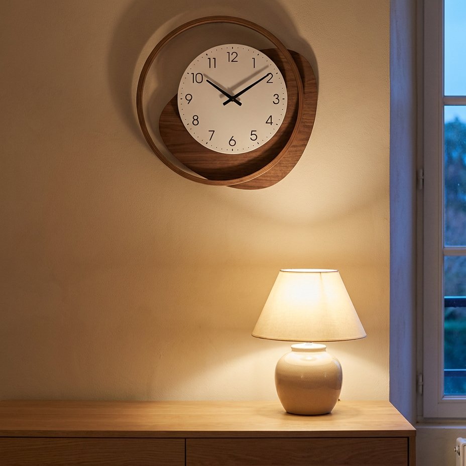 Asymmetrical Wooden Wall Clock – product view 3