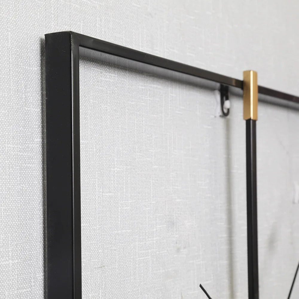 Black and Gold Square Metal Wall Clock – product view 2