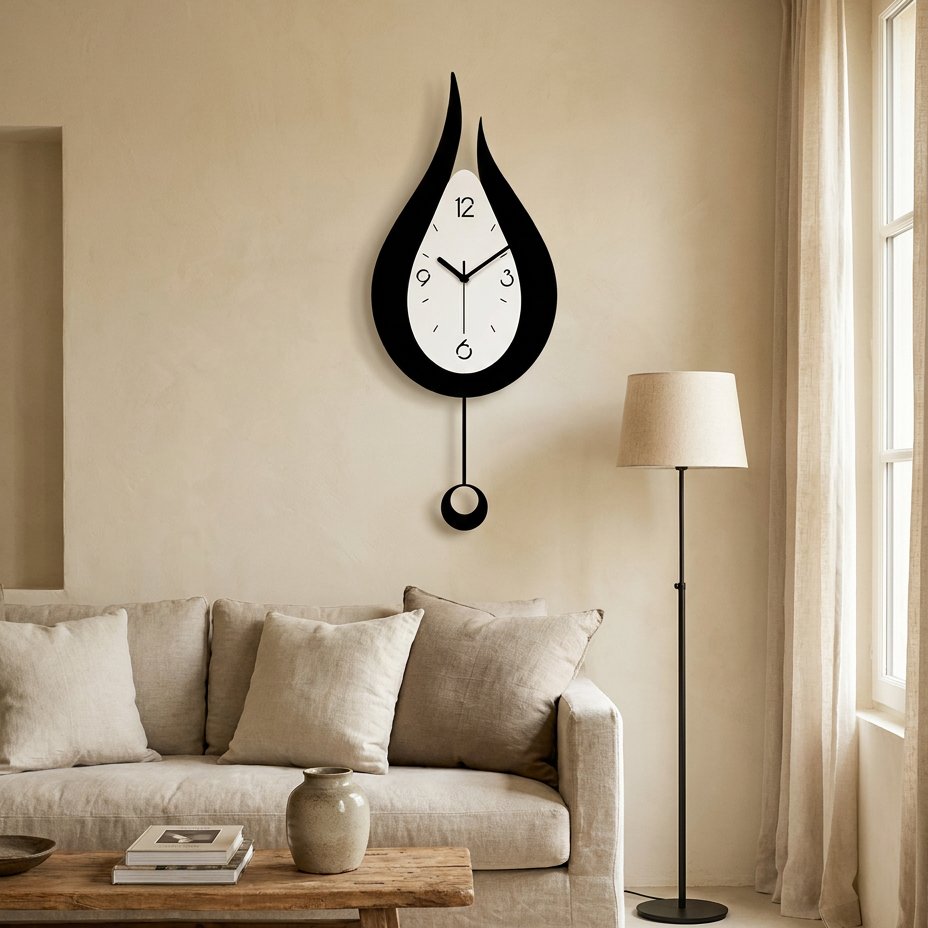 Black Flame Wall Clock – product view 2