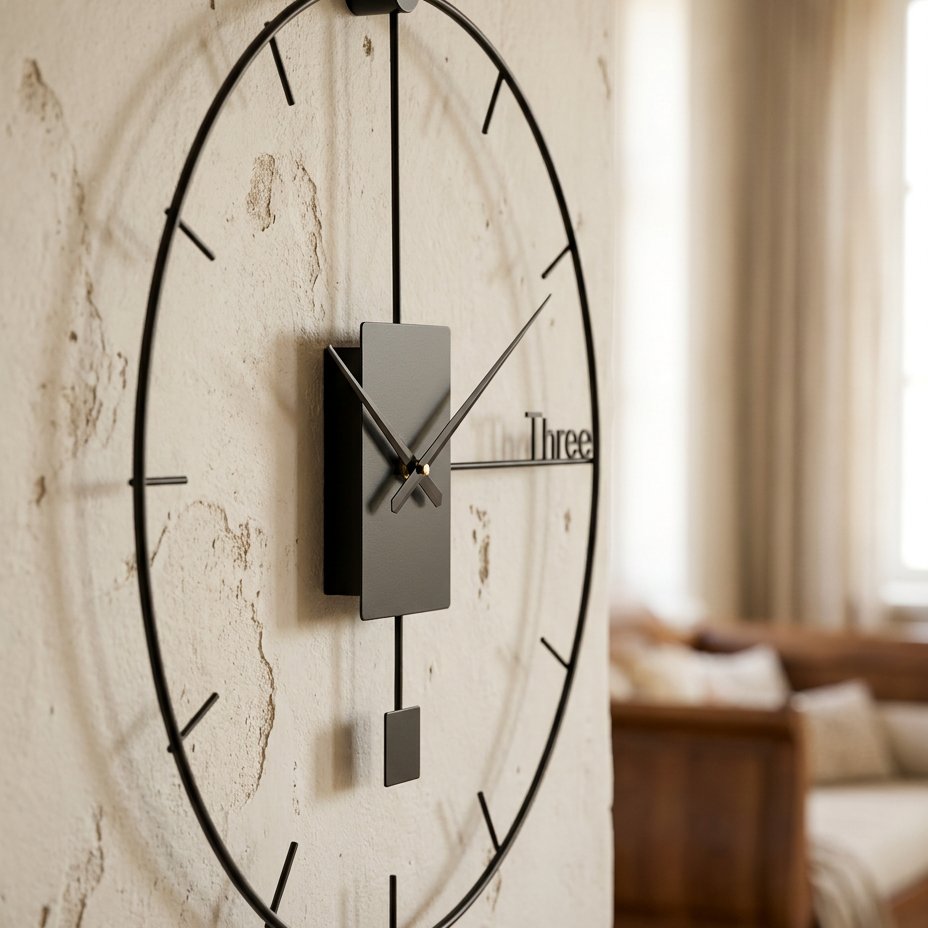 Black Metal Minimalist Pendulum Wall Clock – product view 4