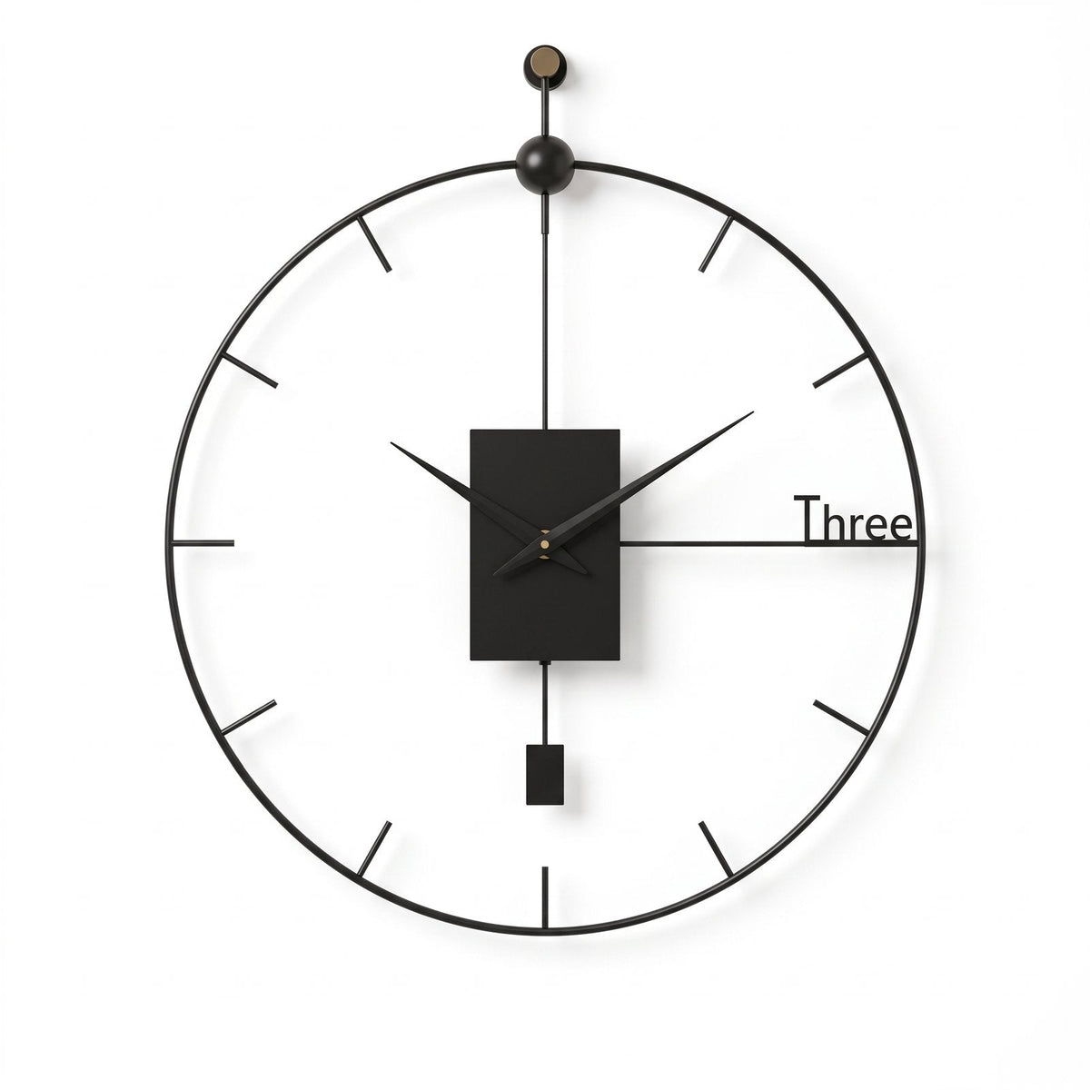 Black Metal Minimalist Pendulum Wall Clock – product view 5