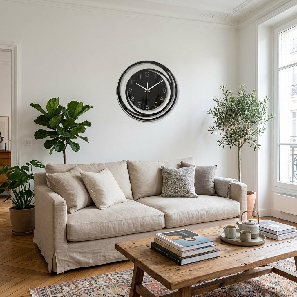 Black Spiral Wall Clock – product view 2
