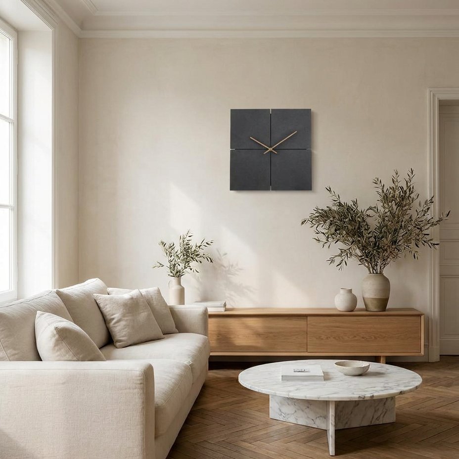 Black Square Wall Clock – product view 2