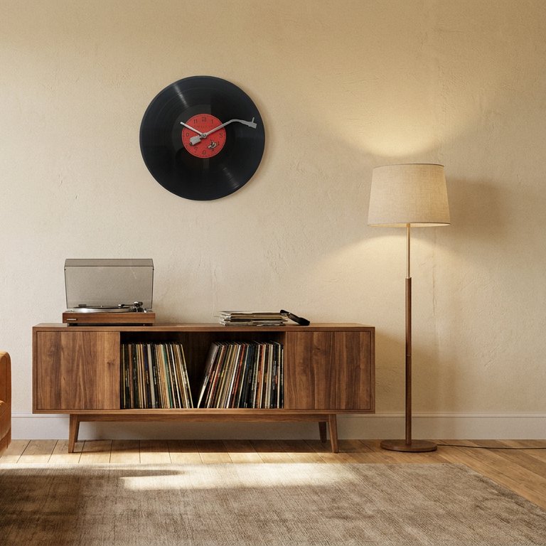 Black Vinyl Wall Clock – product view 2