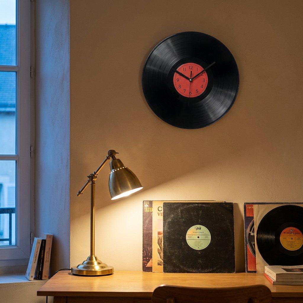 Black Vinyl Wall Clock – product view 4