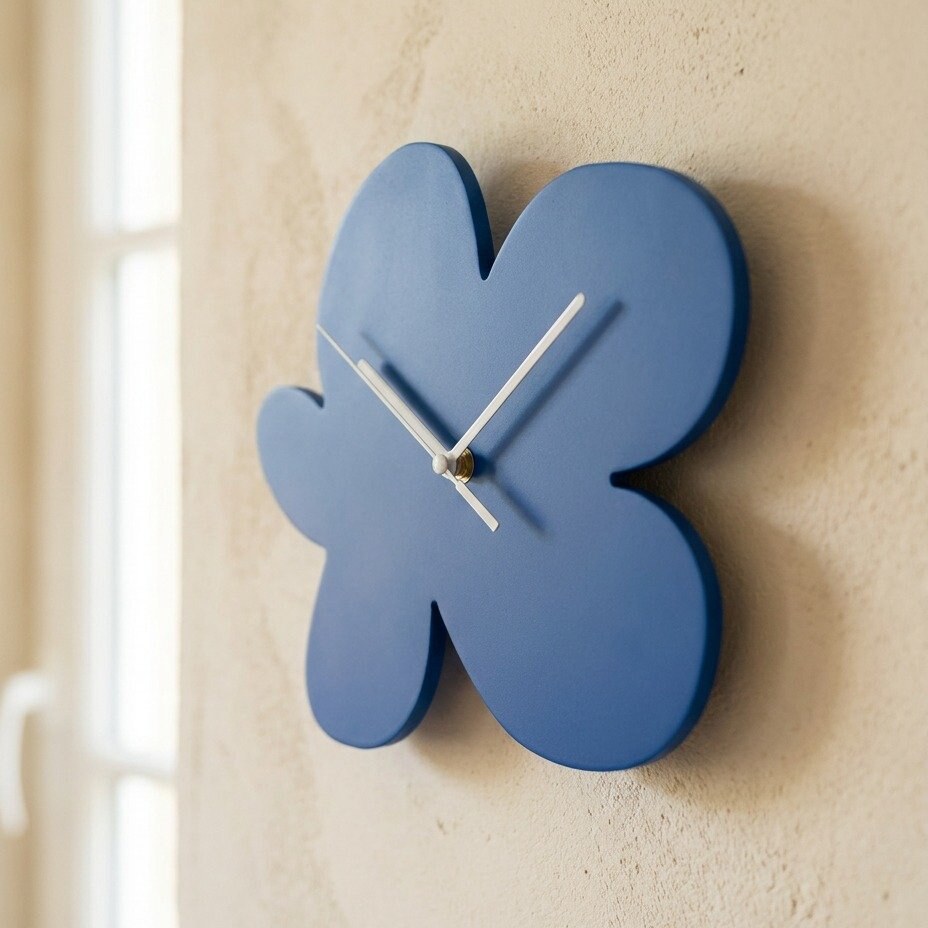 Blue Flower Wall Clock – product view 3