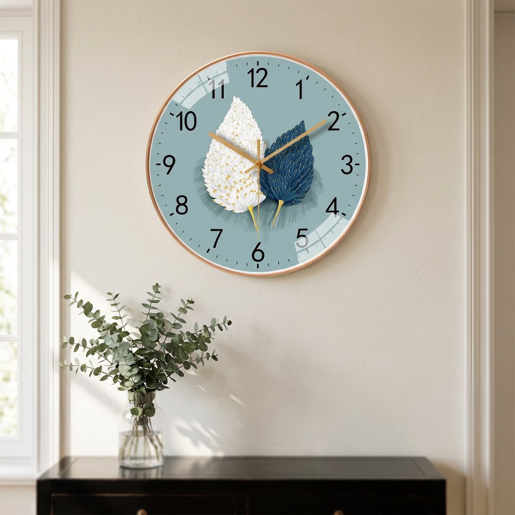 Blue Foliage Wall Clock – product image