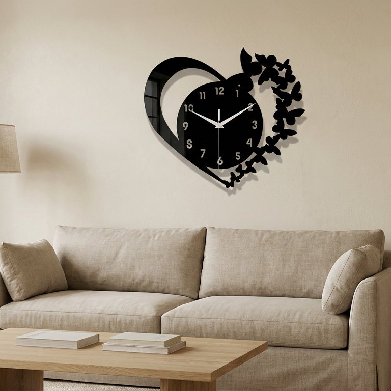 Butterflies Heart Wall Clock – product view 2