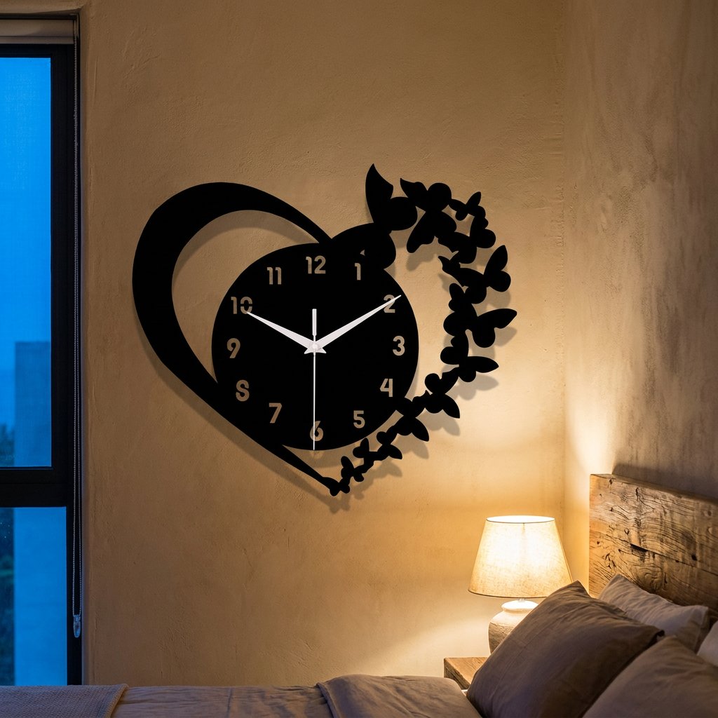 Butterflies Heart Wall Clock – product view 4