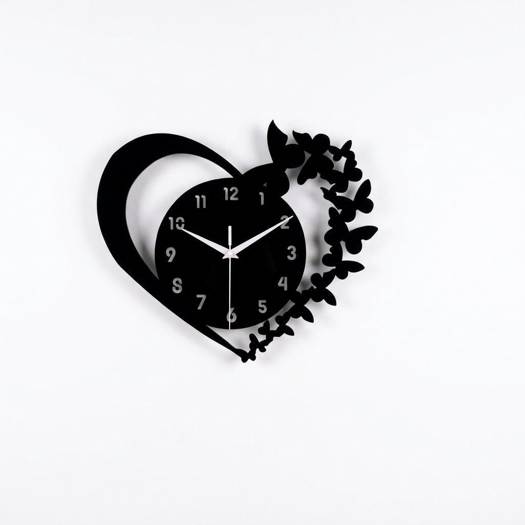Butterflies Heart Wall Clock – product view 5