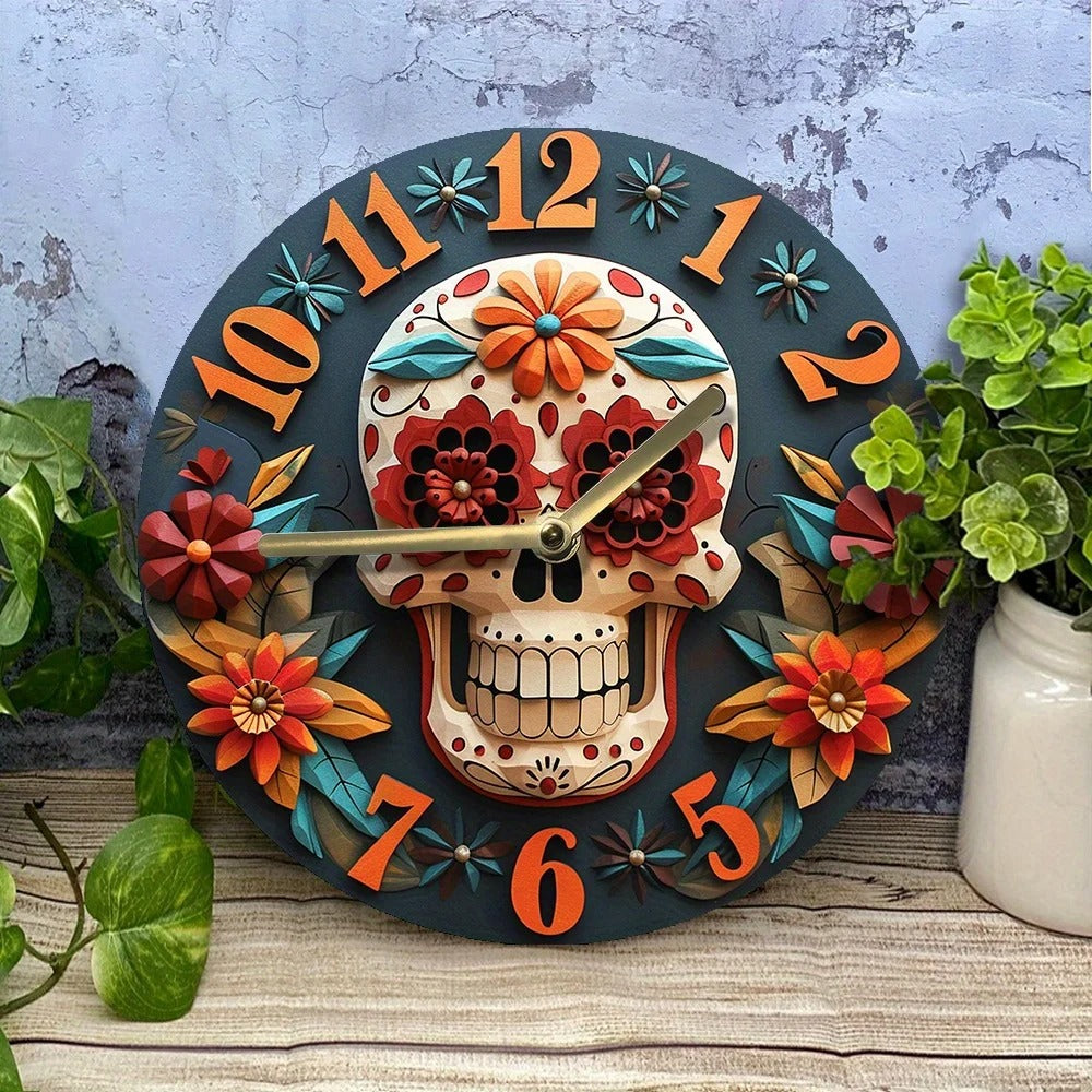 Calavera Flower Wall Clock – product view 2