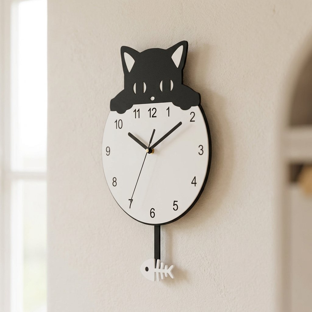 Cat Pendulum Wall Clock – product view 3