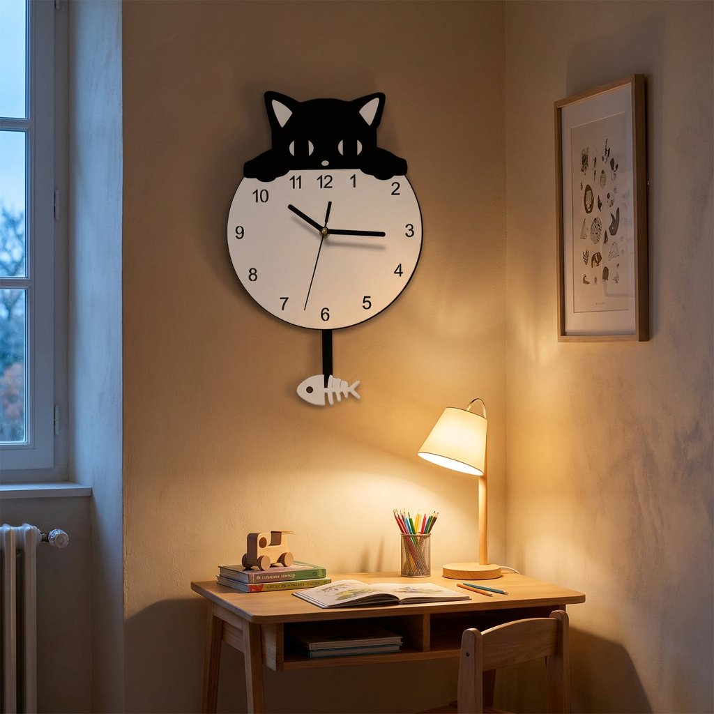 Cat Pendulum Wall Clock – product view 4