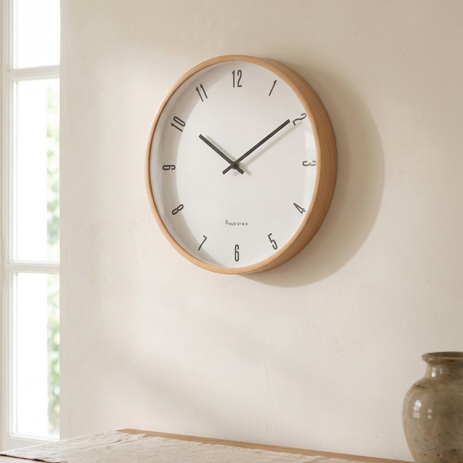 Clean-Line Natural Wood Wall Clock – product image