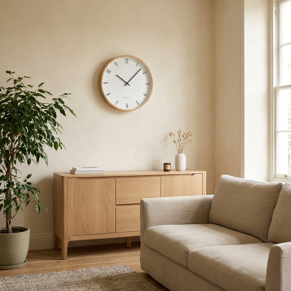 Clean-Line Natural Wood Wall Clock – product view 2