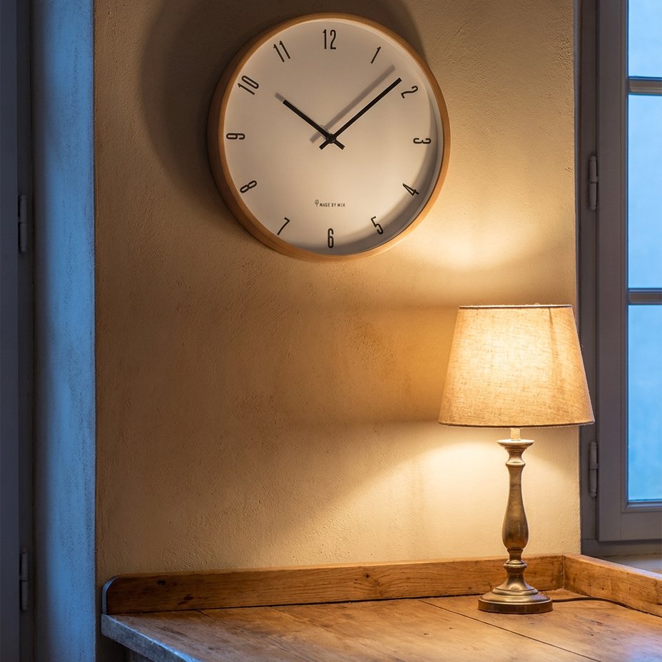 Clean-Line Natural Wood Wall Clock – product view 4
