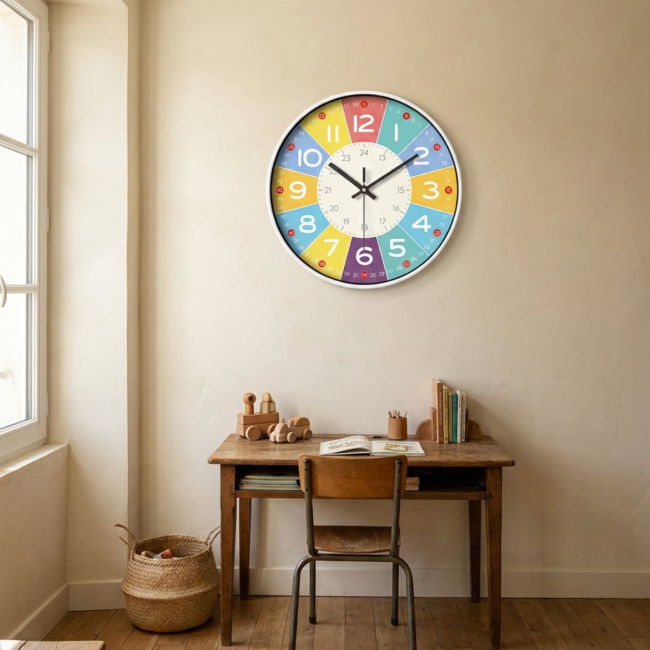 Colorful Numbers Wall Clock – product view 2
