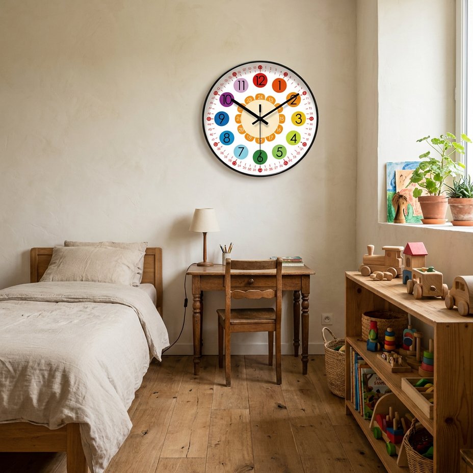 Colourful Number Children's Wall Clock – product view 2