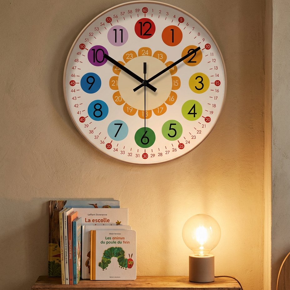 Colourful Number Children's Wall Clock – product view 4