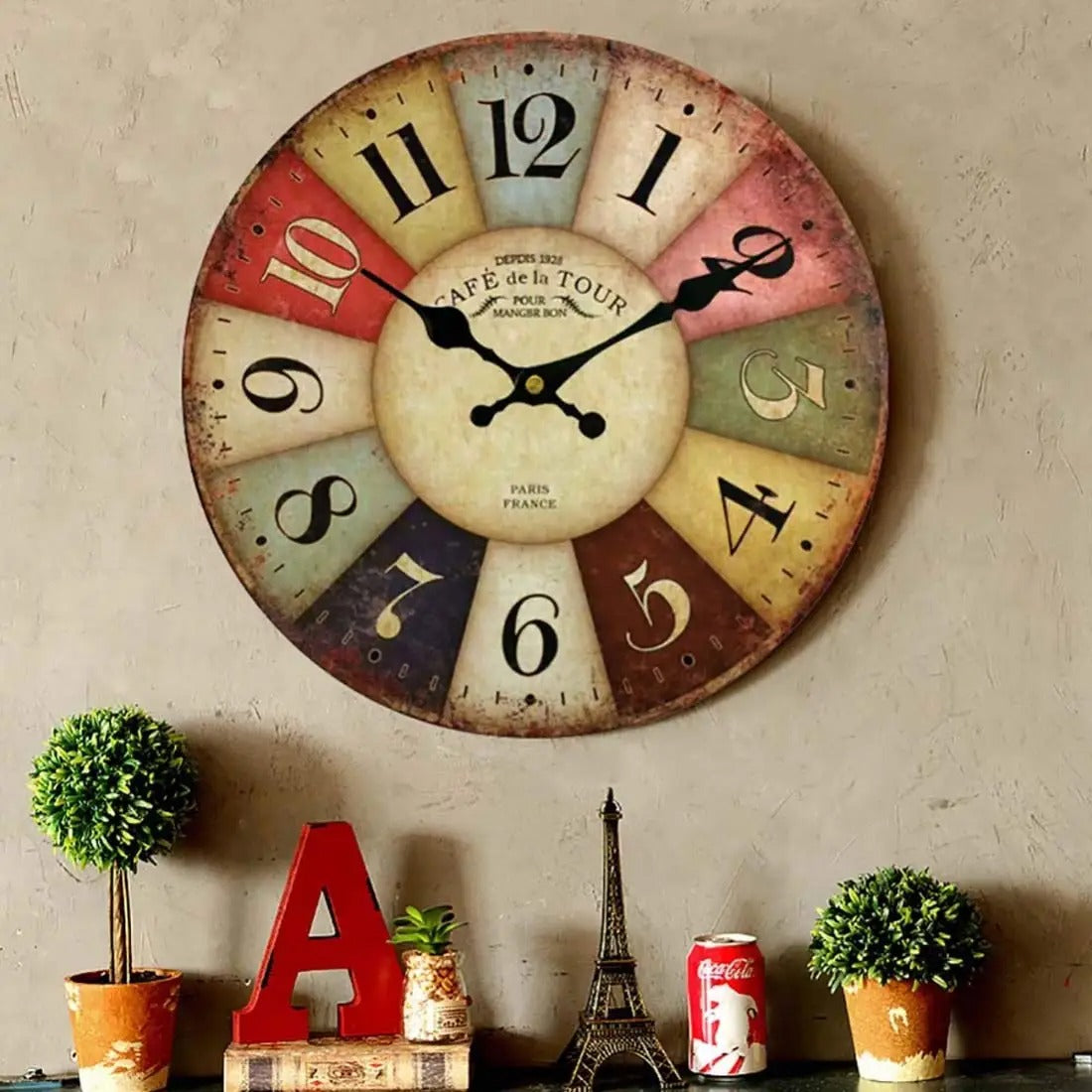 Colourful Vintage-Style Wall Clock – product image