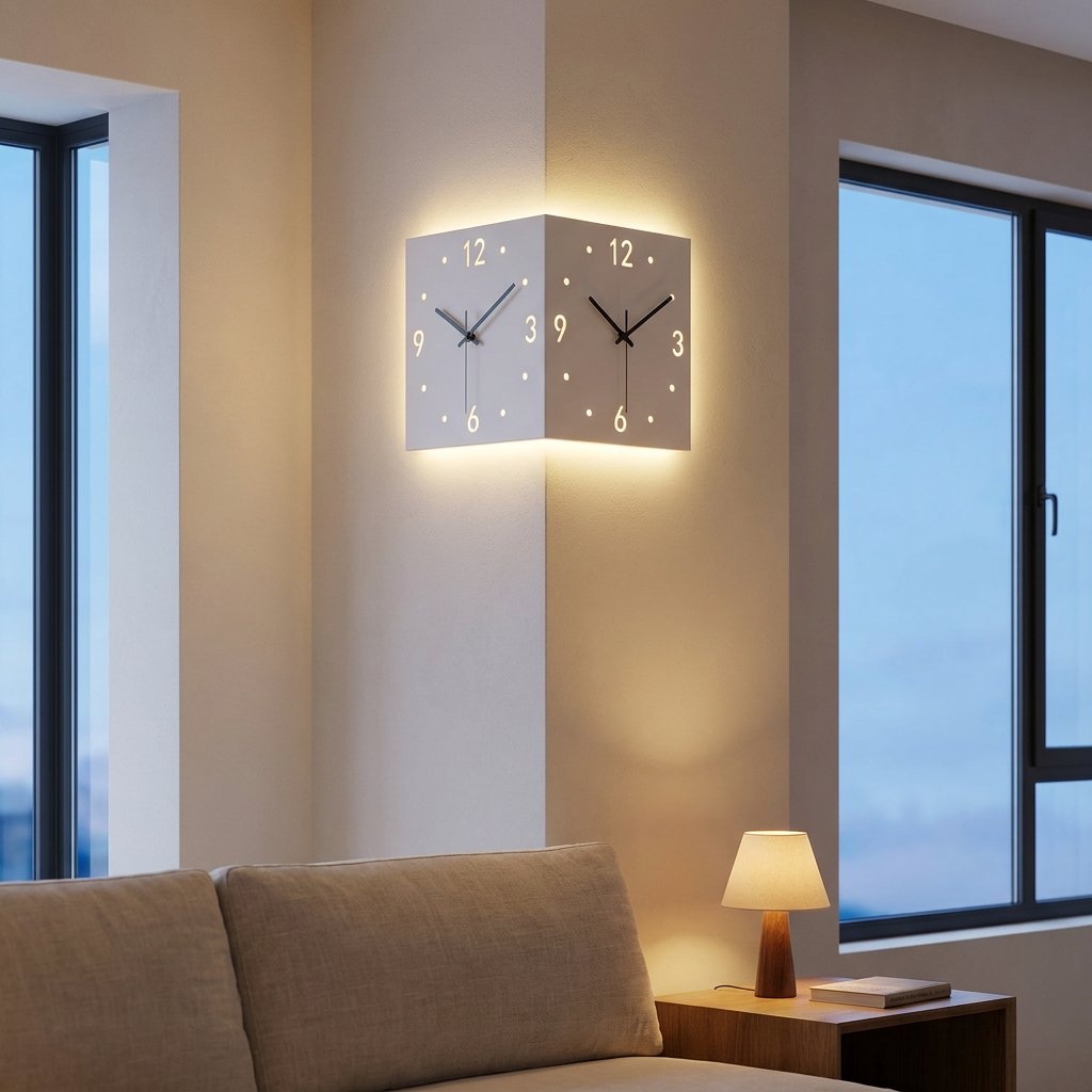 Corner LED Wall Clock – product image
