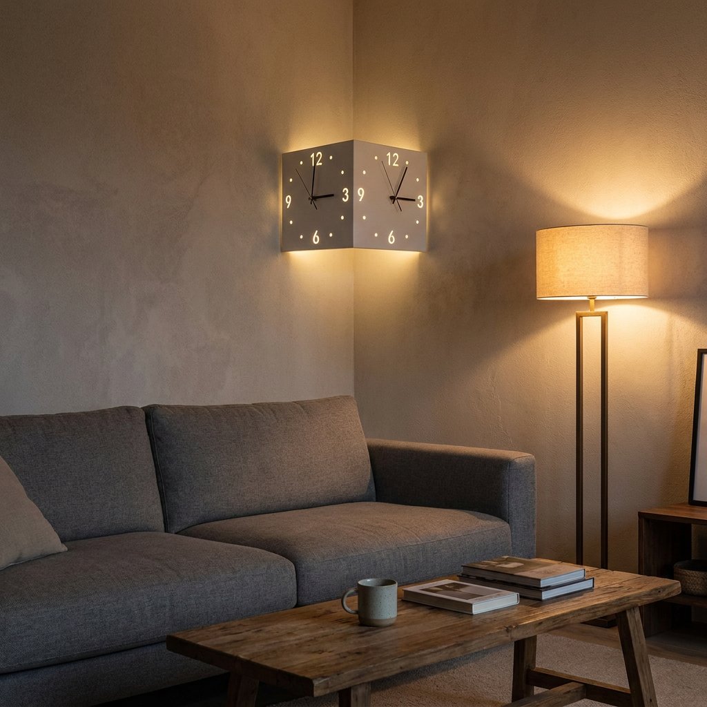 Corner LED Wall Clock – product view 2